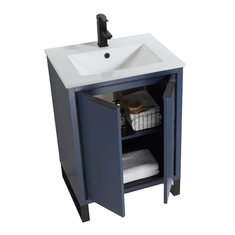 Fine Fixtures Opulence Collection Bathroom Vanity with White Ceramic Sink