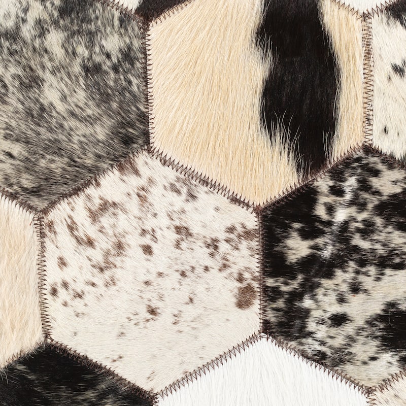 Hendrix Hexagon Mixed Hair on Hide Throw Pillow