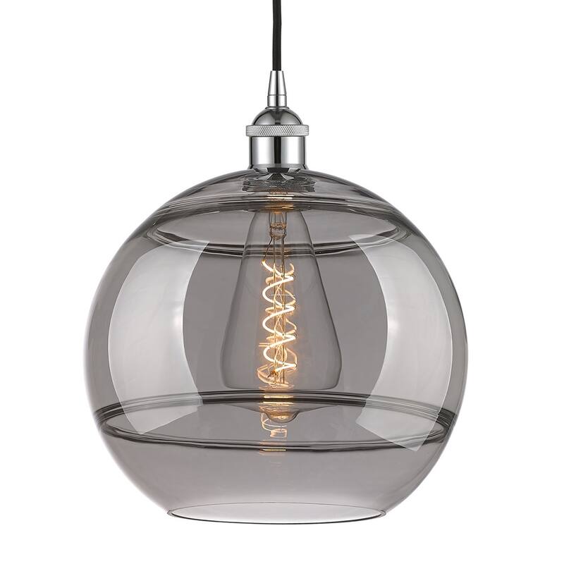 Innovations Lighting 616-1P 13 12 Rochester Pendant Rochester 12" Wide - Polished Chrome / Light Smoke