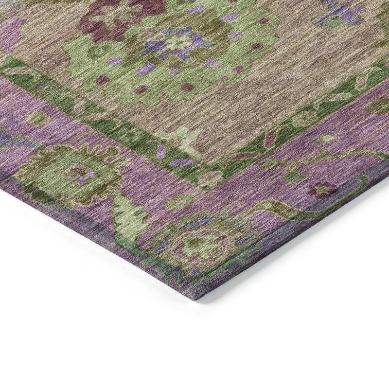 Machine Washable Indoor/ Outdoor Traditional Boho Chantille Rug