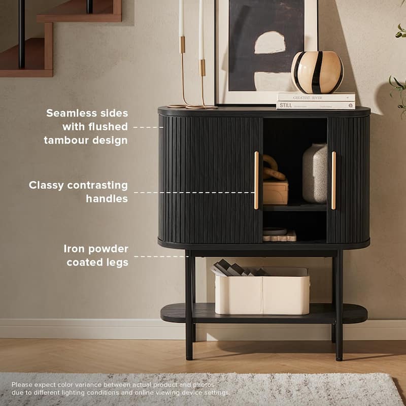 mopio Quin Storage Cabinet, Tambour Fluted Entryway Accent Sofa Tables