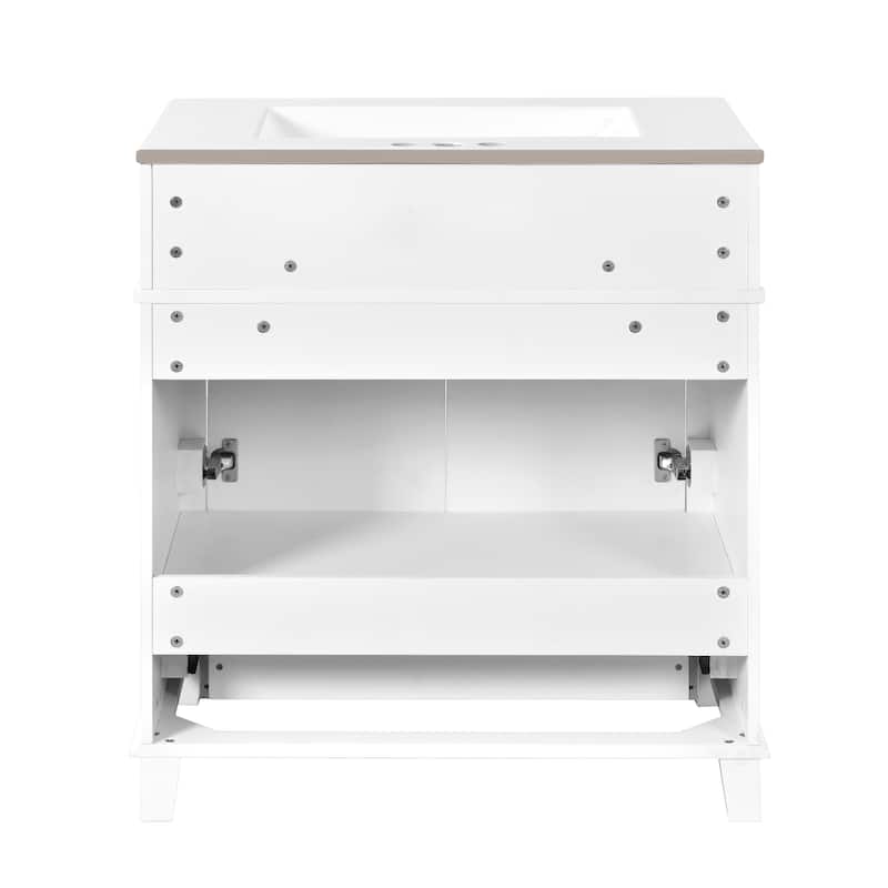 30'' Freestanding Bathroom Vanity with White Integrated Ceramic Sink - 29.37'' x 17.87'' x 33.14''