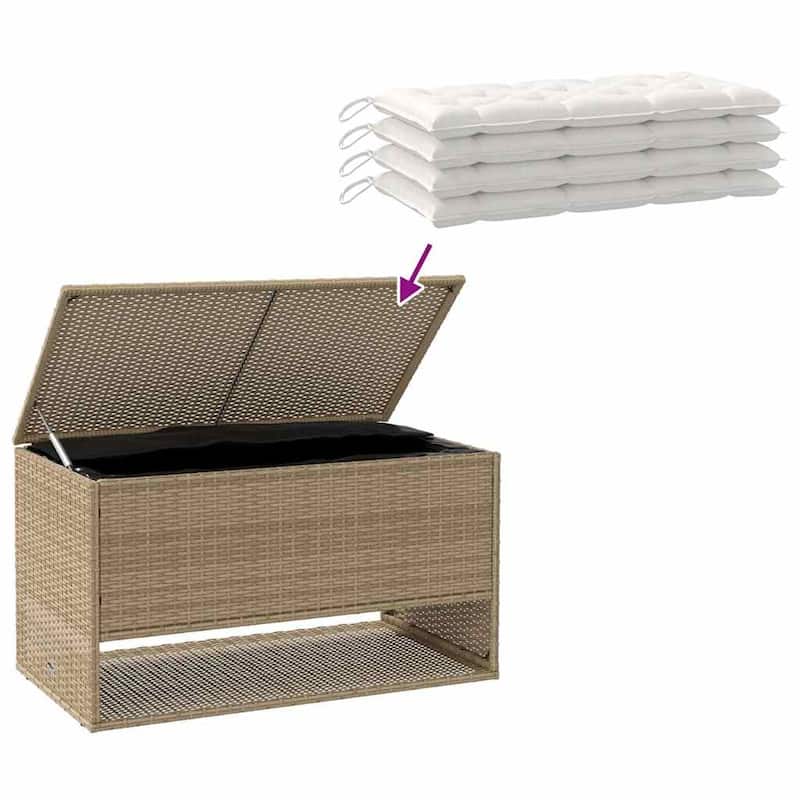 vidaXL Cushion Box Beige PE rattan, powder-coated steel, polyester Medium - 21.7 x 39.4 x 21.9