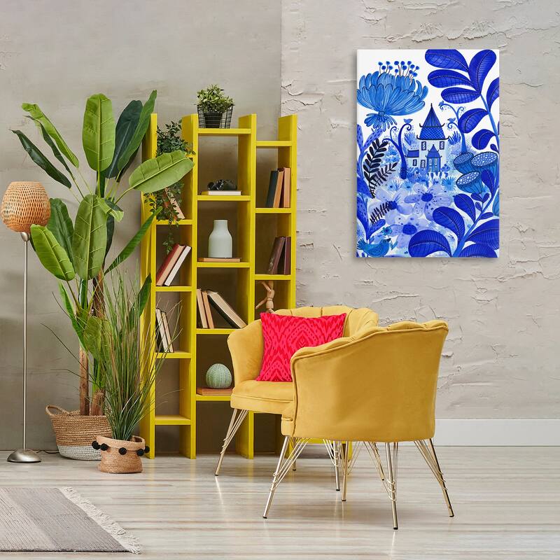 Stupell Whimsical Blue Folk Garden Canvas Wall Art Design By Kay Widdowson