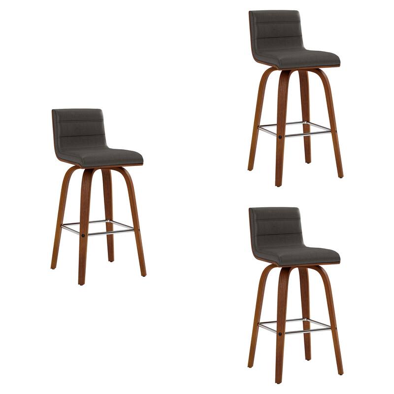 Skara Mid-Century Swivel Counter Stool, Upholstered Counter Height Chair with Bentwood Legs