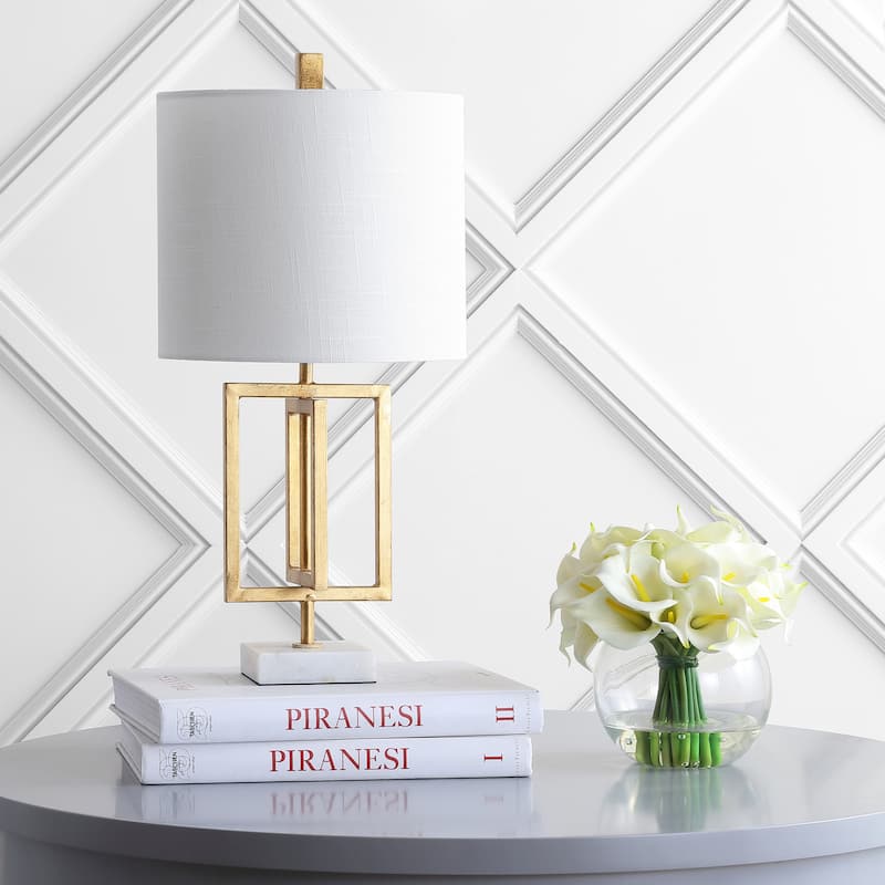 Julienne 20.25" Metal/Marble LED Table Lamp, Gold by JONATHAN Y