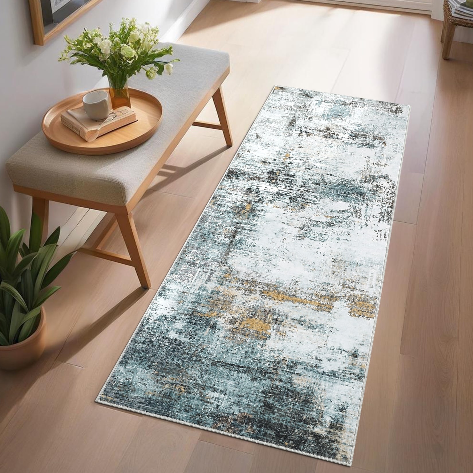 Area Rug Modern Abstract Rug Indoor Carpet Washable Rugs for Living Room Rug Non-Slip Low Pile Throw Carpet