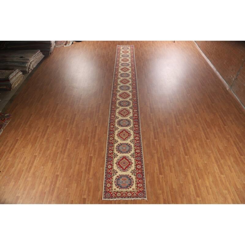 Kazak Runner Rug Handmade Hallway Wool Carpet - 2'10" x 25'6"