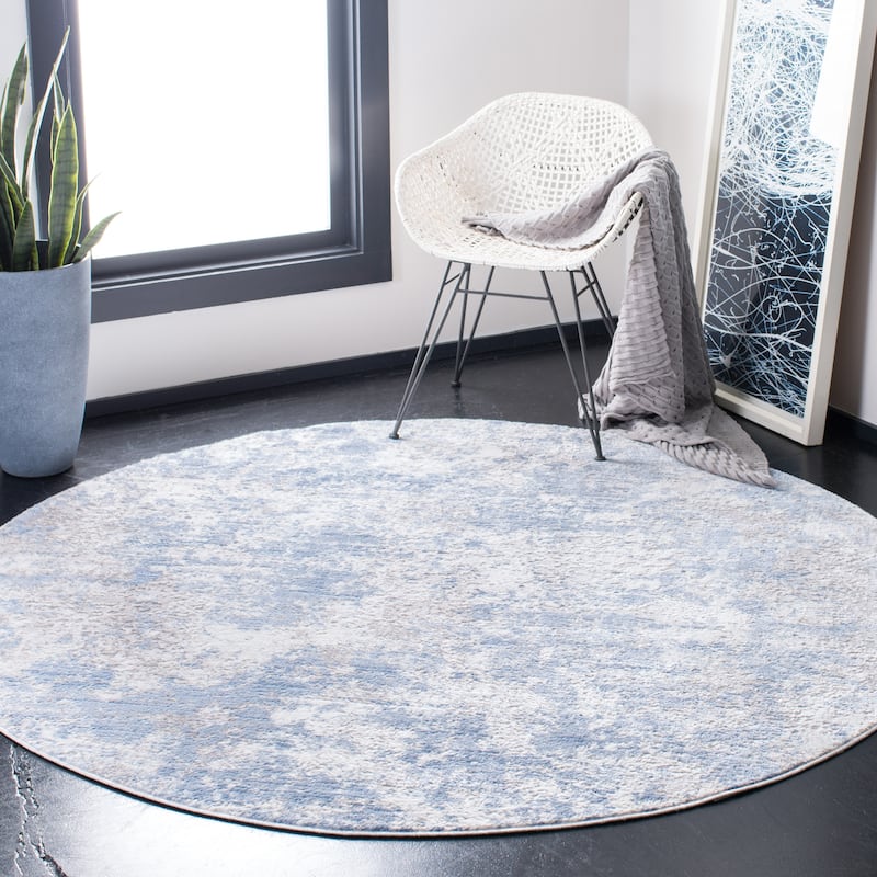 SAFAVIEH Amelia Modern Abstract Rug - 6'7" Round - Grey/Blue - Round