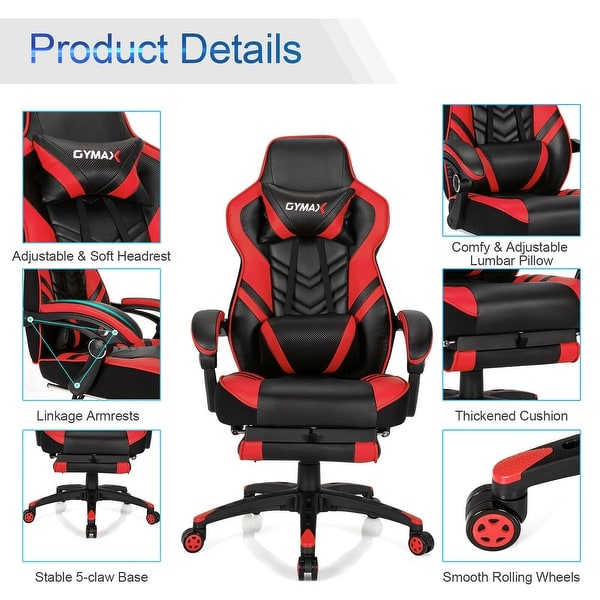  GYMAX Gaming Chair Office Chair, Adjustable Swivel