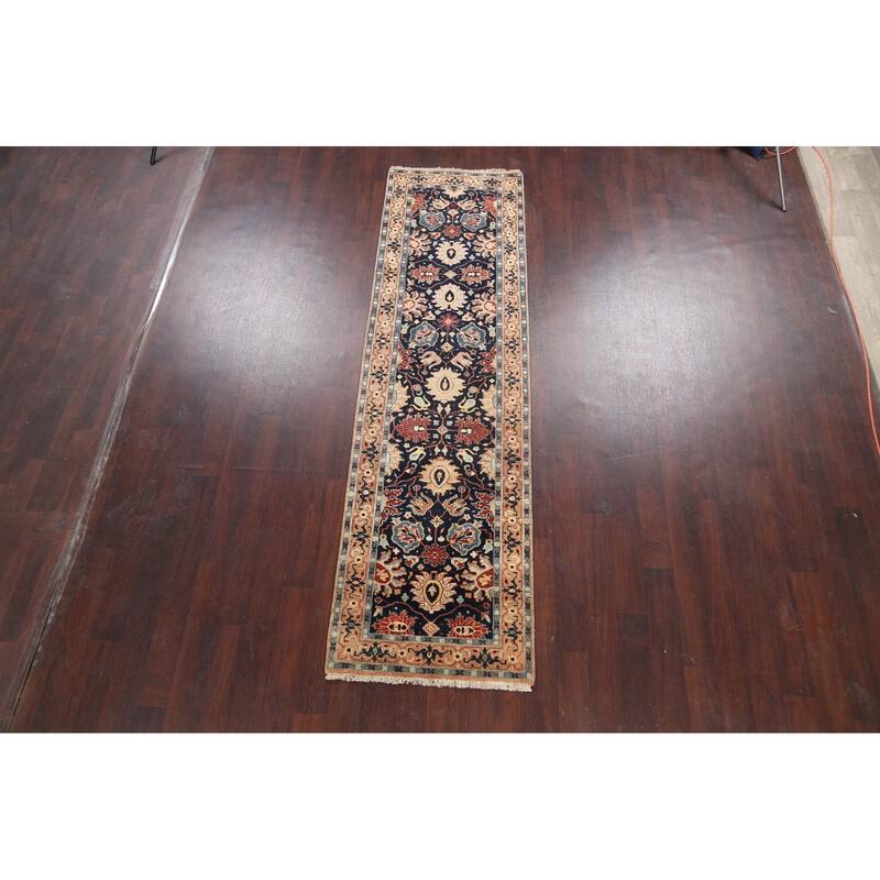 Vegetable Dye Floral Heriz Serapi Oriental Runner Rug Hand-knotted - 2'8" x 9'9"