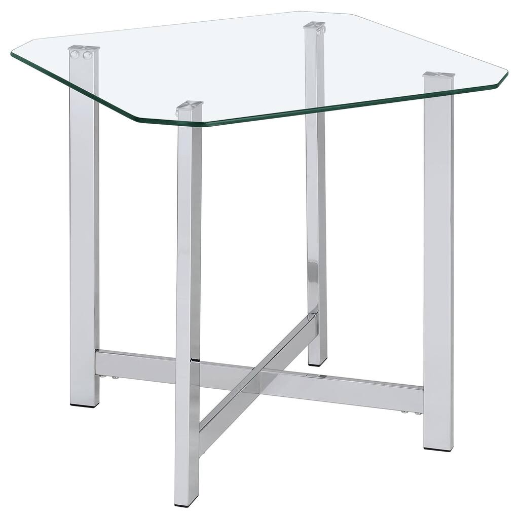 Cronin Square Tempered Glass Top Side End Table Chrome