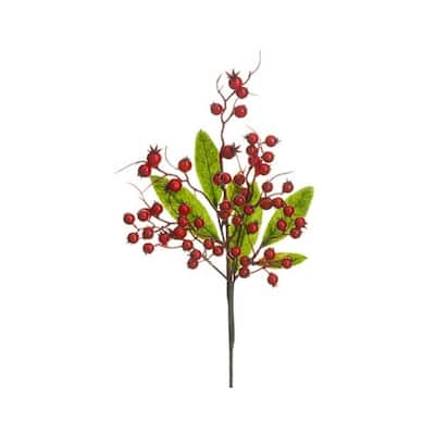 Berry Artificial Floral Christmas Spray - 16" - Red and Green