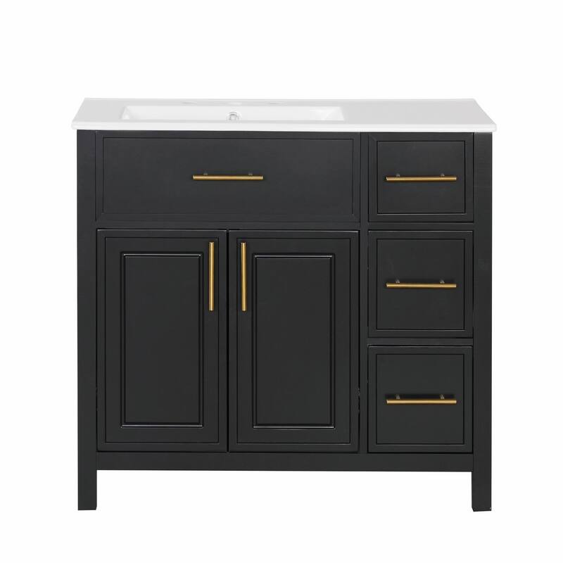 36" Bathroom Vanity with Sink Top, Cabinet with Two Doors and Three Drawers