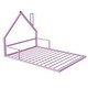preview thumbnail 7 of 6, Metal House Floor Bed Pink Full Size Bed Frame with Headboard