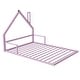 preview thumbnail 8 of 7, Pink Full Size Metal Floor Bed with House Headboard