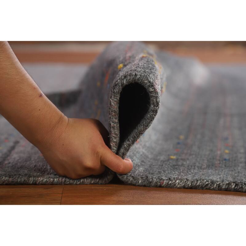 Hand Knotted Oriental 100% Wool Carpet Tribal Tribal Greys & Charcoal Gabbeh Area Rug - 8' 1'' X 8' 2''