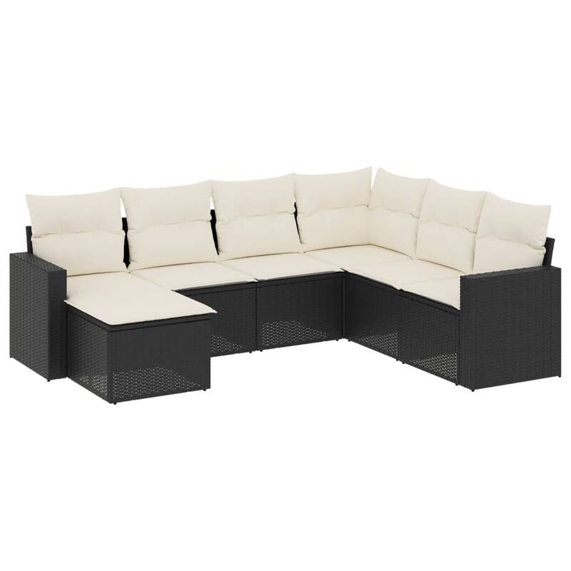 vidaXL Garden Sofa Set Black PE Rattan Large Adjustable Feet - 21.7 x 21.7 x 14.6