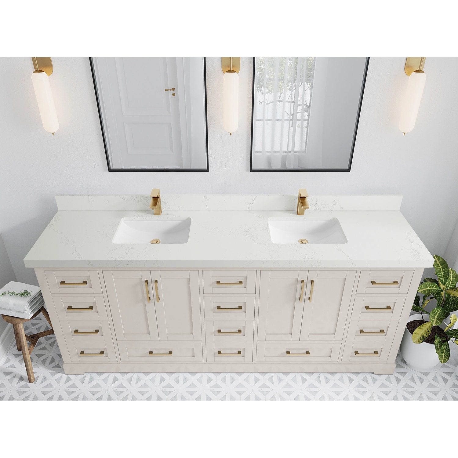 Willow Collections 84 in. W x 22 in. D Boston Double Bowl Sink Bathroom Vanity with Countertop