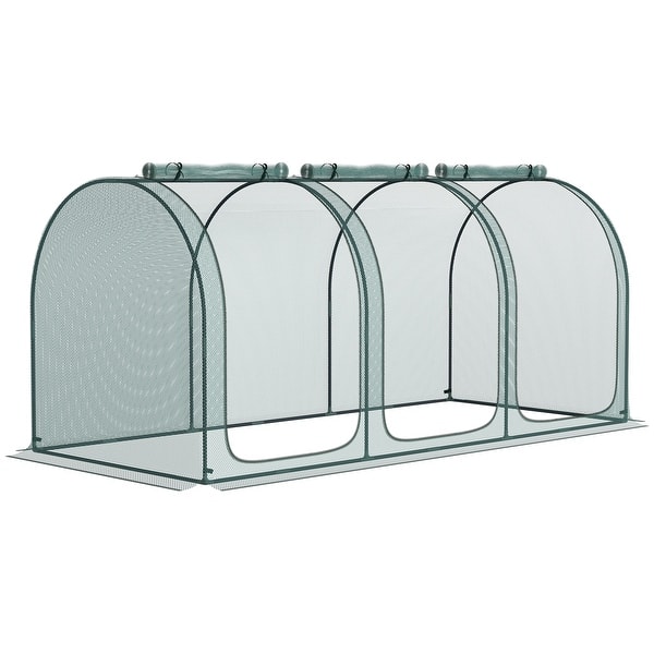 Outsunny 9' x 4' Crop Cage, Plant Protection Tent with Three Zippered Doors, Storage Bag and 6 Ground Stakes