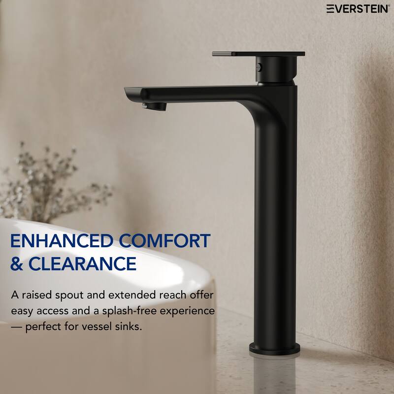 12" Height Bathroom Faucet, Single Handle Single Hole Sink Faucet Matte Black Spot Resistant