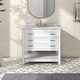 preview thumbnail 7 of 16, Furniture of America Anya 37" Single Bathroom Vanity with White Carrera Marble Top and Undermount Sink White