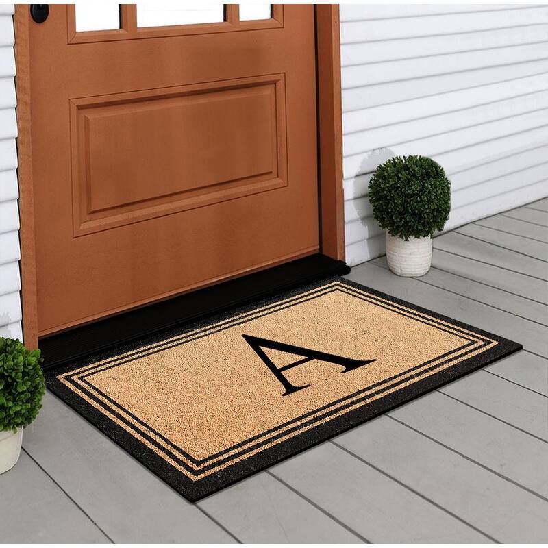 A1HC Natural Coir Monogrammed Heavy Duty PVC Backing Doormat