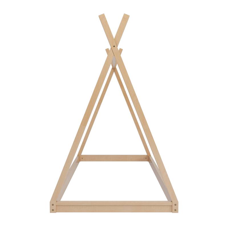 Twin Size Pine Wood Panel Bed with House Frame for Kids