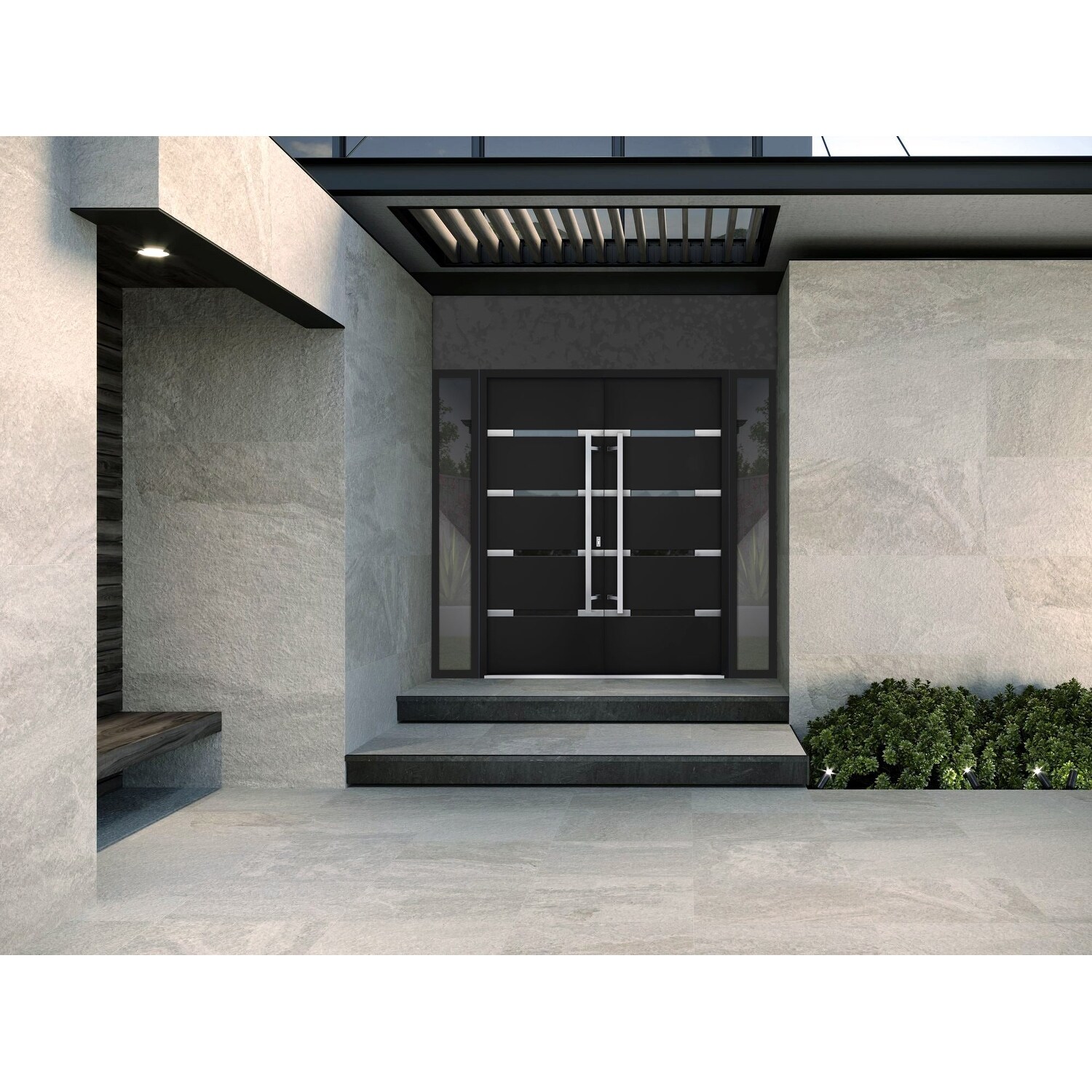 Exterior Prehung Steel Double Entry Doors 1105 Black Enamel