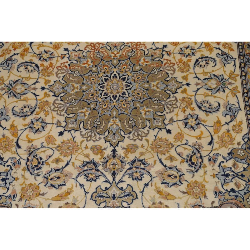 Vintage Floral Ivory Najafabad Persian Wool Area Rug Handmade Carpet ...