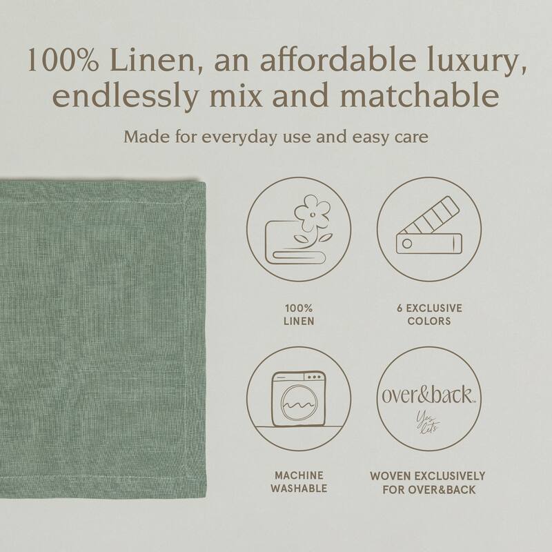 over&back 100% Linen Woven Placemats - Machine Washable - Set of 4