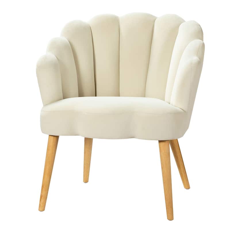 Eleanora Morden Scalloped Velvet Arm Chair with Tufted Back by HULALA HOME
