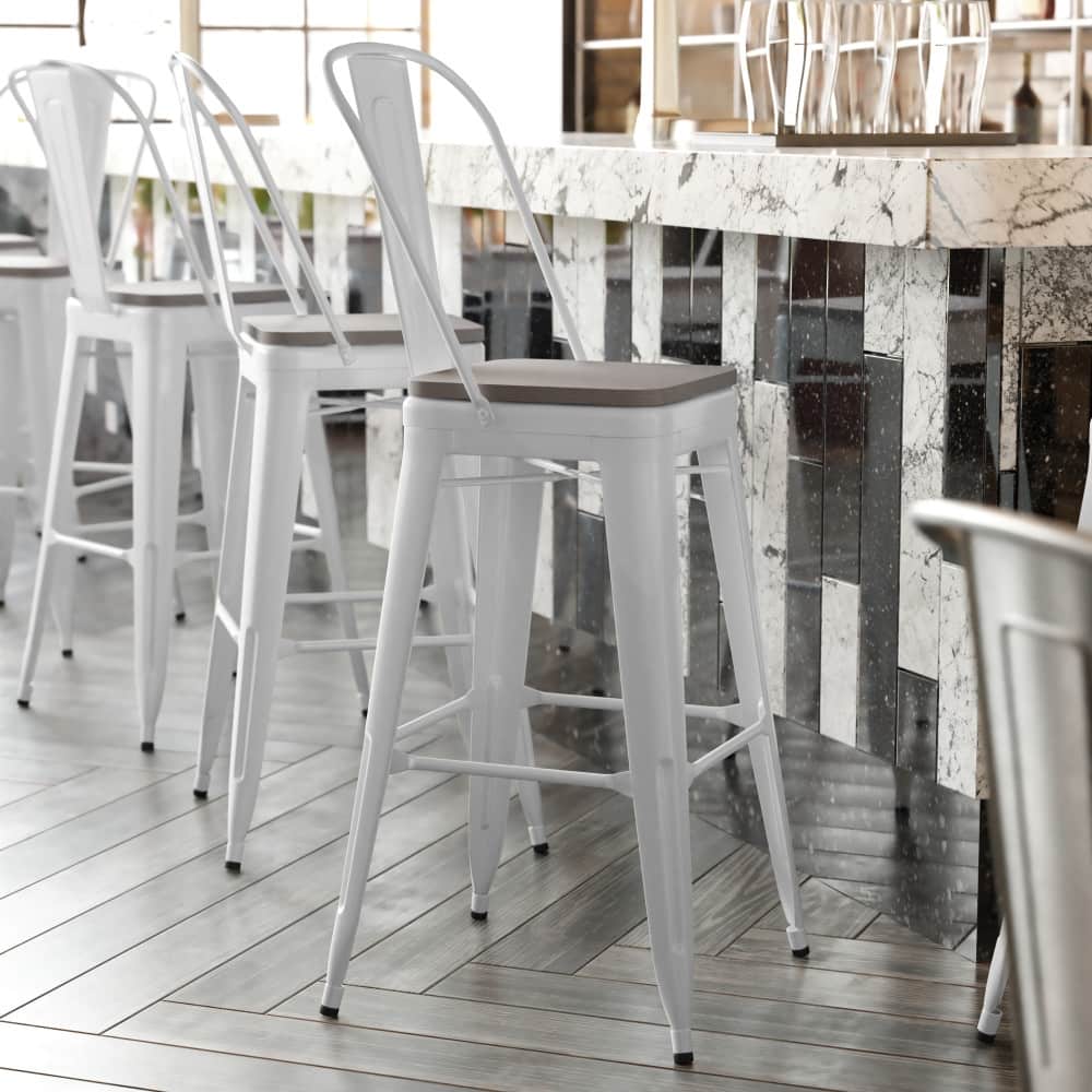 All-Weather Commercial Bar Stool with Removable Back & Poly Resin Seat