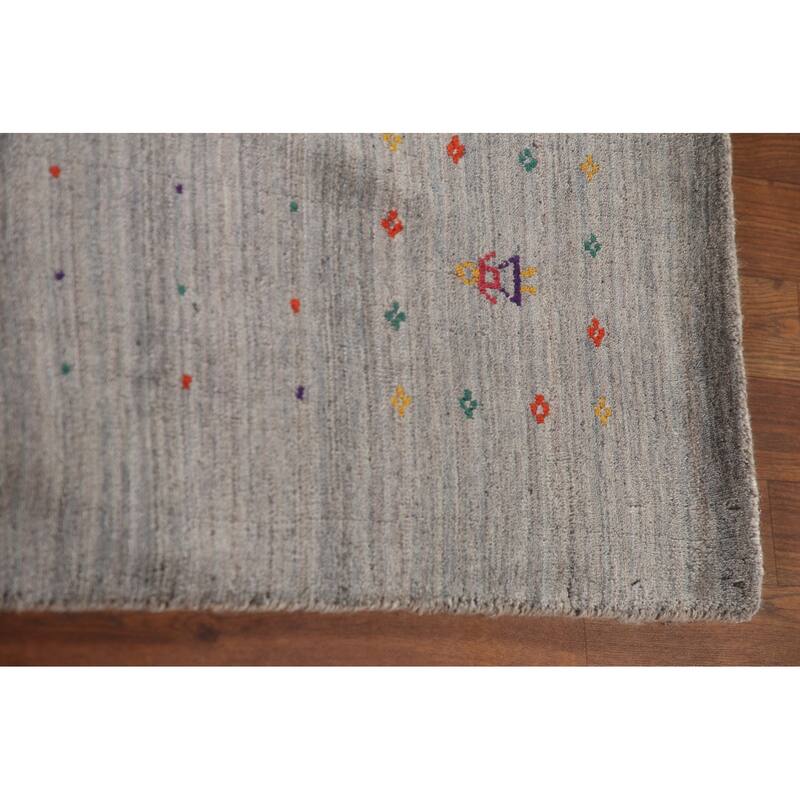 Stripe / Tribal Gabbeh Oriental Area Rug Handmade Silk Carpet - 9'2" x 11'6"
