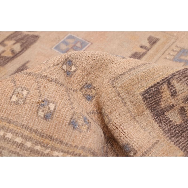 ECARPETGALLERY Hand-knotted Antalya Vintage Tan Wool Rug - 3'5 x 8'6