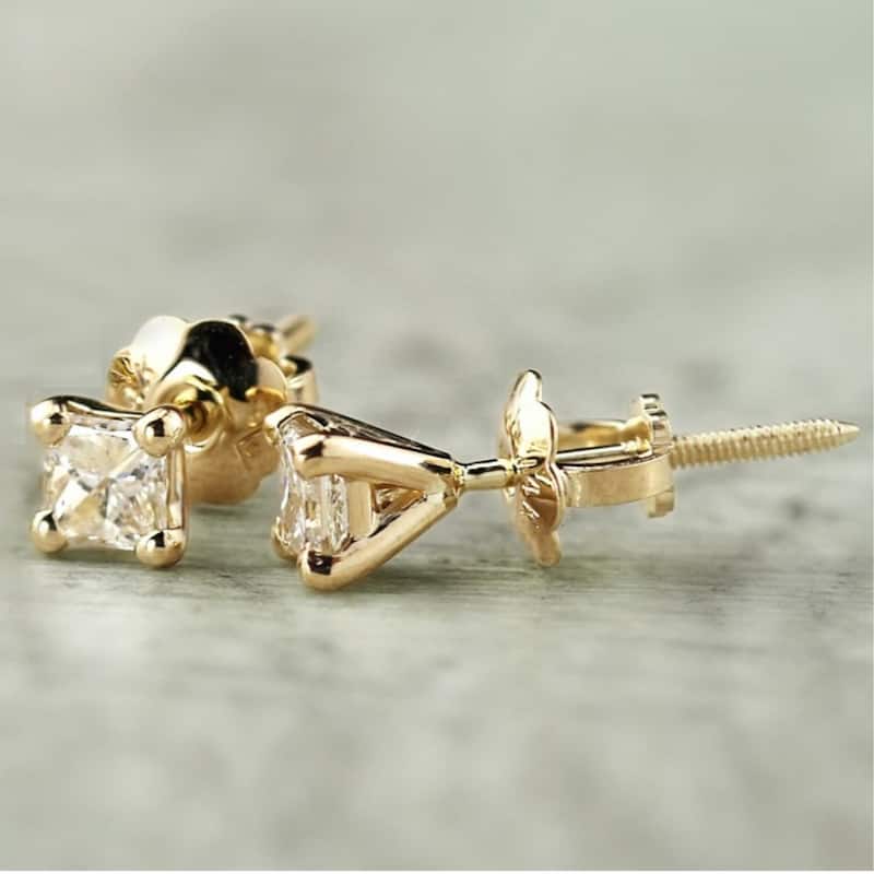 Auriya 1/4ctw Princess-cut Diamond Stud Earrings 14k Gold Martini-set (J-K, I2-I3)