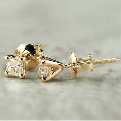 Auriya 1/4ctw Princess-cut Diamond Stud Earrings 14k Gold Martini-set (J-K, I2-I3)