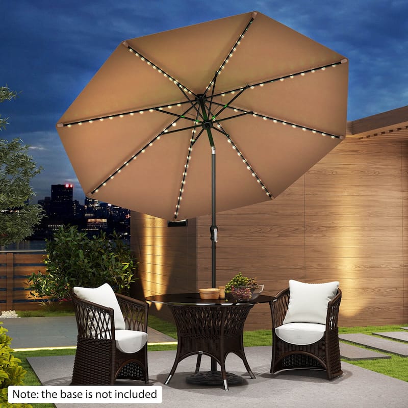 Costway 10 FT Solar Patio Umbrella with 96 LED Lights 35° Adjustable