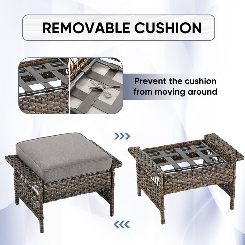 5 Pieces Patio Gliders Chair with Table, Ottomans