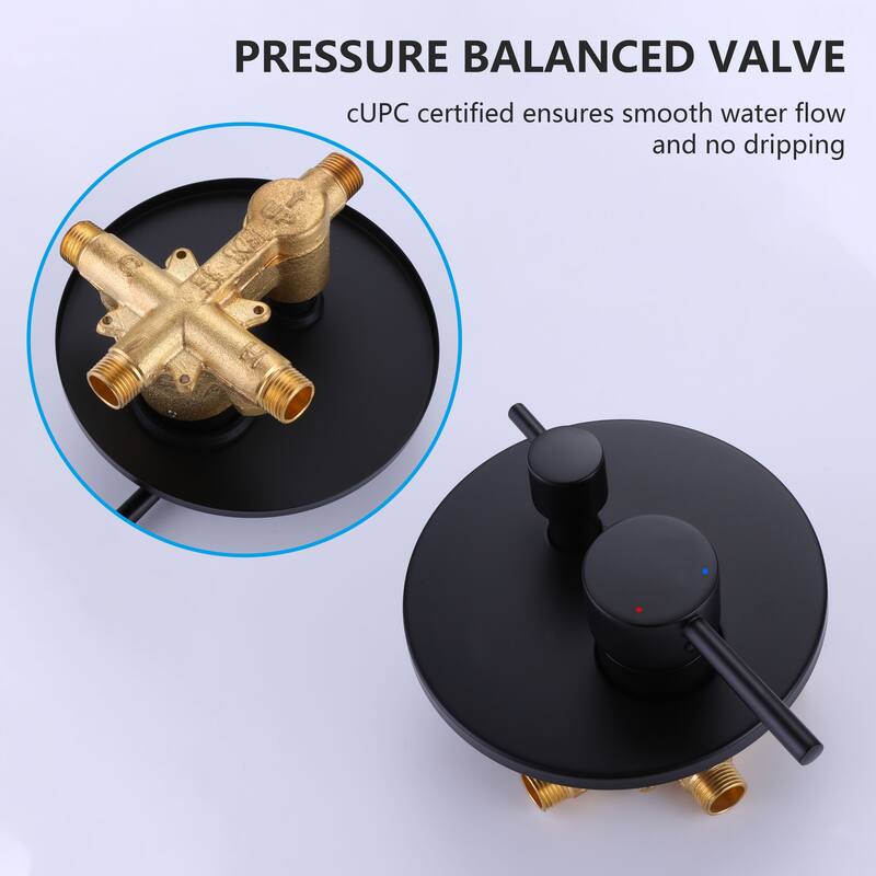 Wall Mounted Pressure Balance Multi-Function Shower System With Rough-In Valve