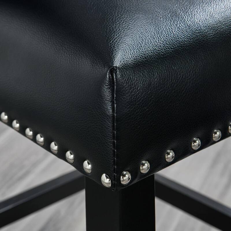 Faux Leather Bar Stools Upholstered Chairs with Set of 2