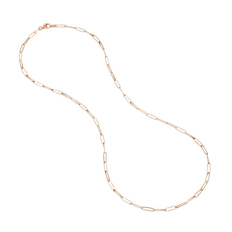 Curata 14k Rose Gold 2.6mm Paper Clip Chain Necklace (Lobster)