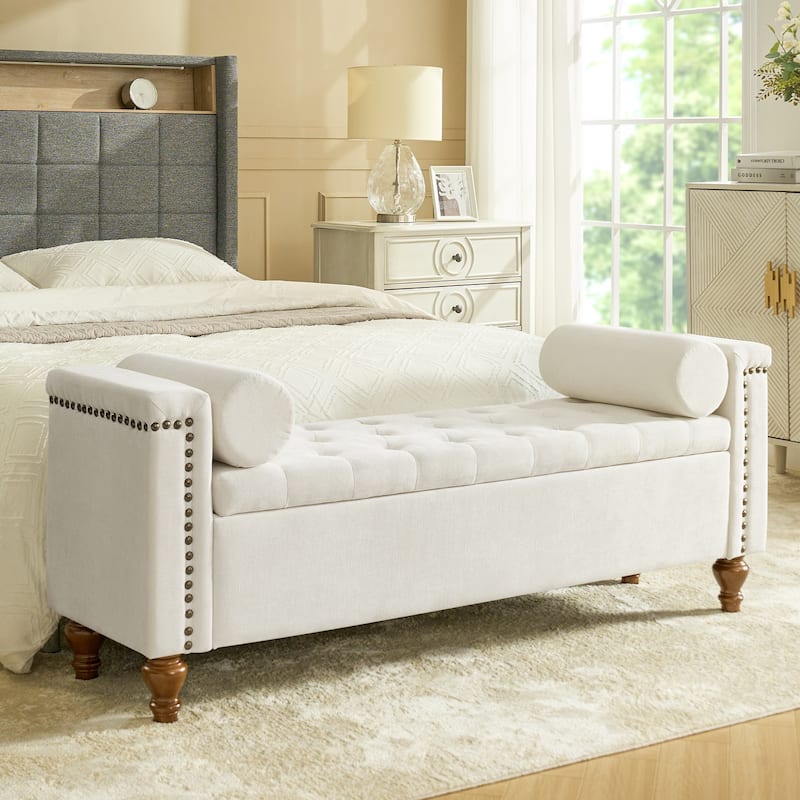Poncio Storage solid wood legs Bench by HULALA HOME