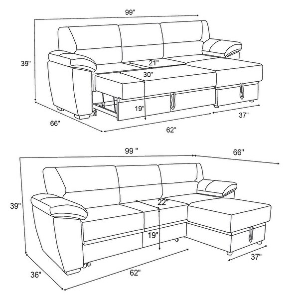 Lilola home kipling microfiber reversible deals sleeper sectional sofa