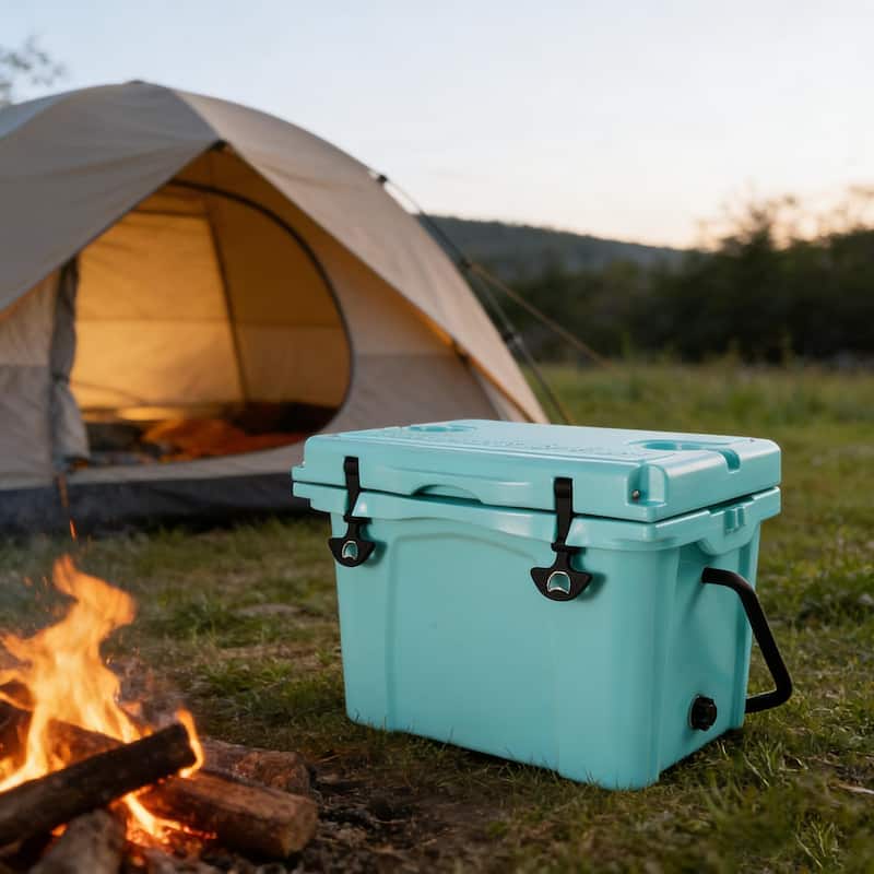 Anmytek 25QT Heavy Duty Rotomolded Insulated Cooler Box with 6 Day Ice Retention Turquoise Portable Hard Cooler - Turquoise
