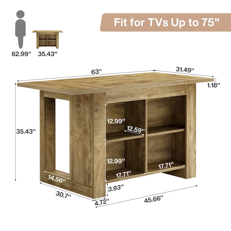 63" Island Table with Extra Large Worktop