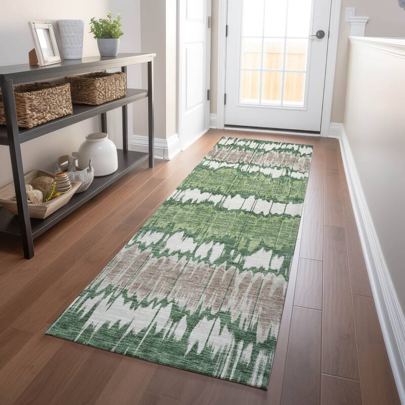 Premium Washable Super Soft Modern Stripe Mayfield Rug - Green - 2' 3" x 7' 6" - Runner