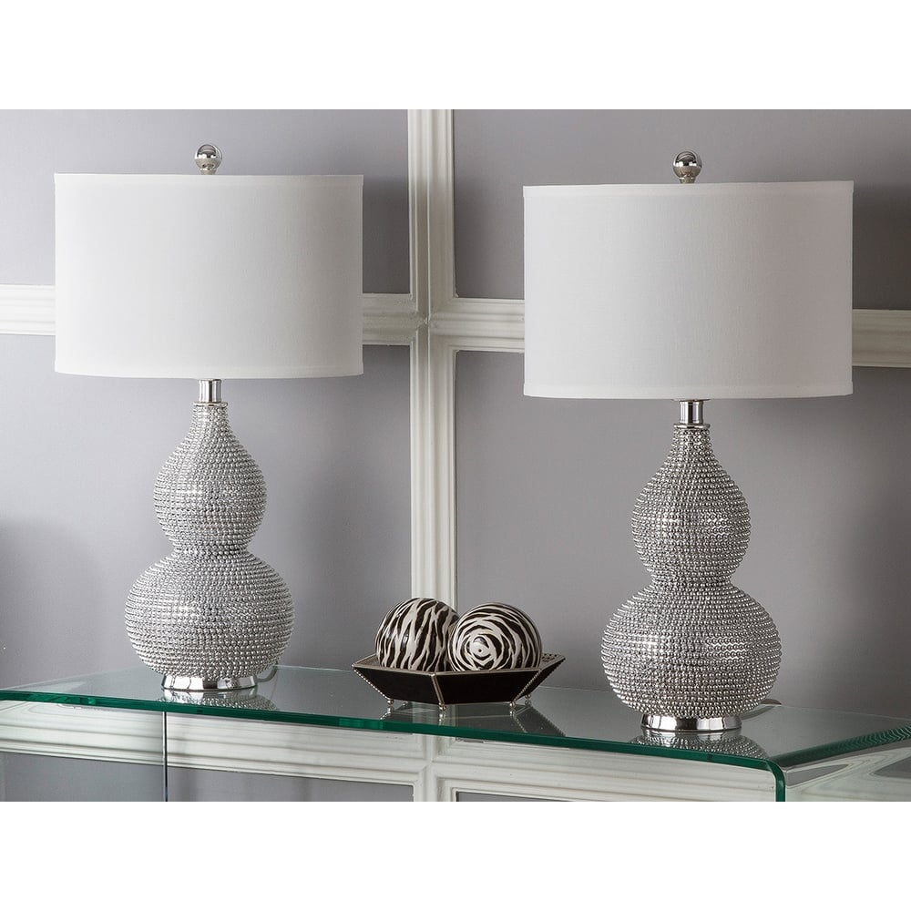 SAFAVIEH Lighting Karri 24 Inch Silver Beaded Table Lamp (Set of 2) - 14Wx14Dx25H