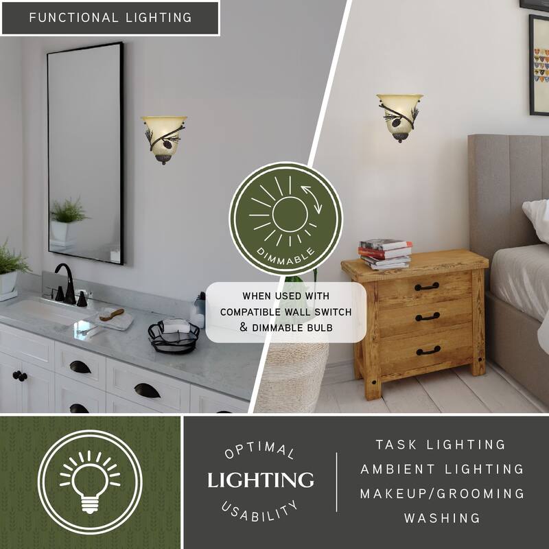 Vaxcel Sierra 9-in W Black Walnut Rustic Wall Light Sconce - 9-in W x 9.25-in H x 4.5-in D