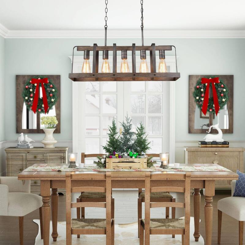 Farmhouse 5-Light Island Chandelier for Kitchen Island